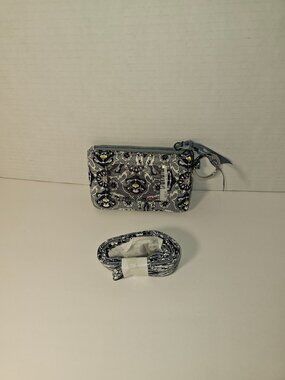 NWT Vera Bradley RFID Deluxe Zip ID Case Lanyard Plaza Tile Set Keychain Wallet